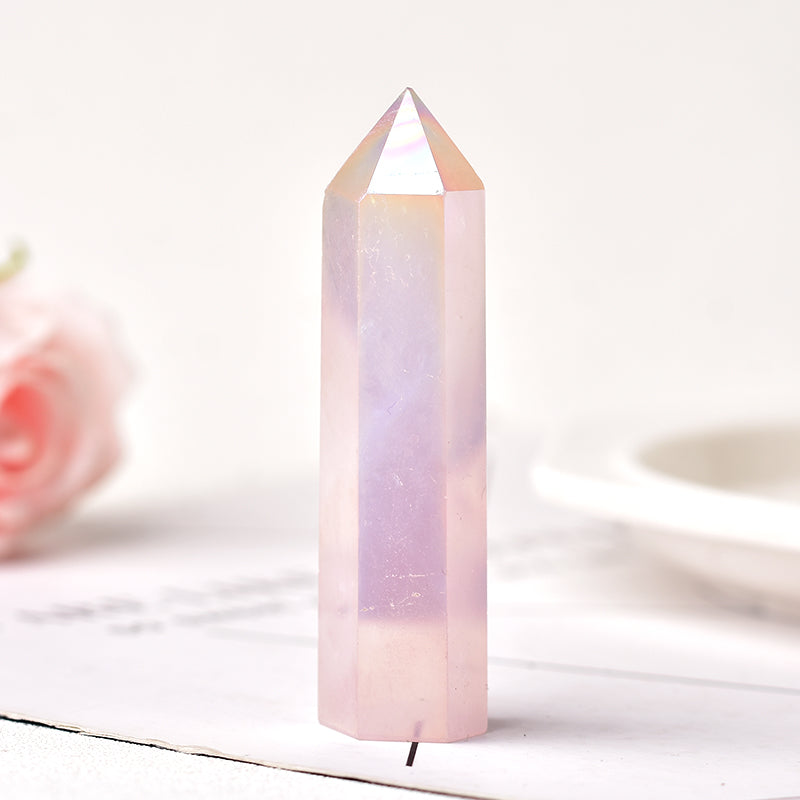 Aura Rose Quartz Crystal Tower