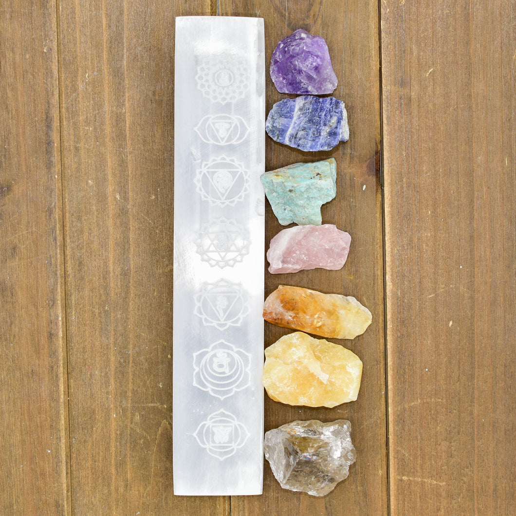 Chakra Engraved Selenite Charging Bar